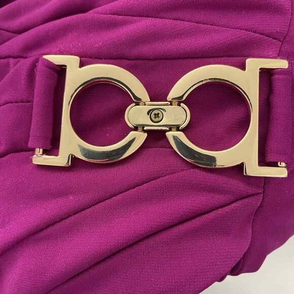 Cache Cold Shoulder Draped Dress XS Petite Form Fitting Stretch Cocktail Gold - Picture 4 of 7